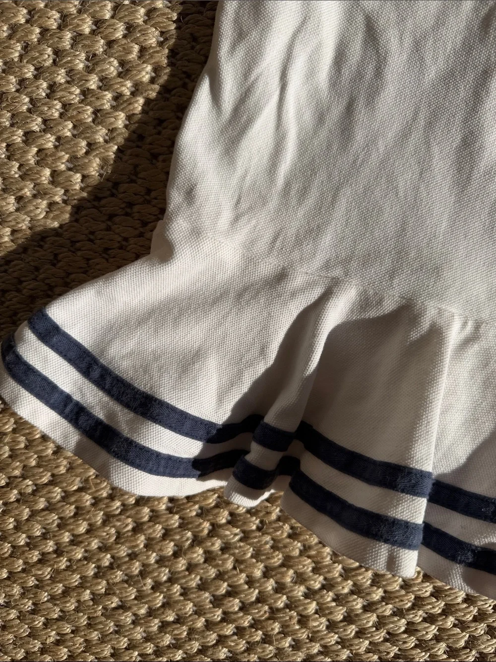Ralph Lauren White Polo Dress with Navy Stripe Skirt - Toddler size 9 months